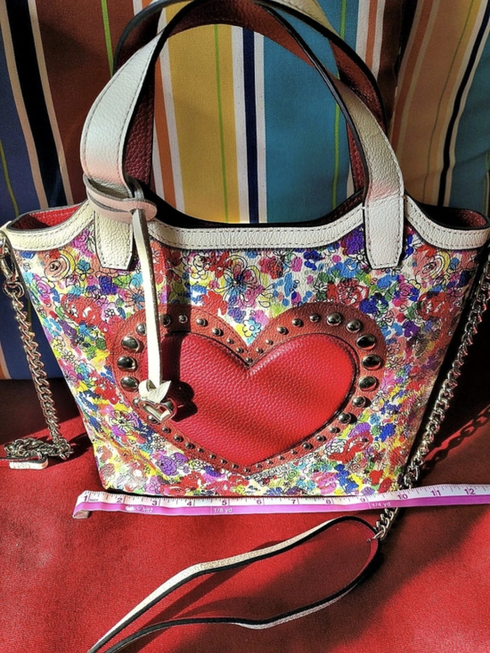 Brighton Multicolor Floral Heart Tote Bag
